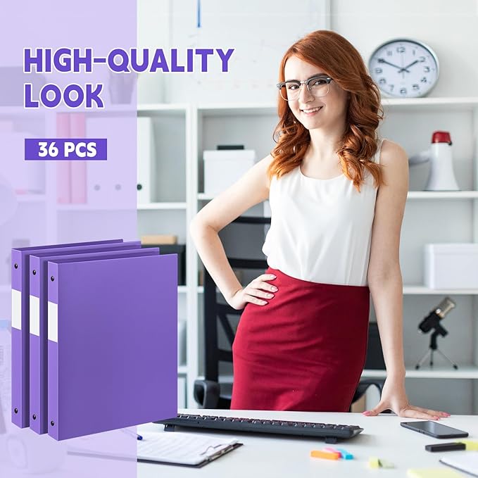 Henoyso 36 Pcs 3 Ring Binder 0.5 Inch Round Fits Letter Size 8.5'' x 11'' Paper - Image 7