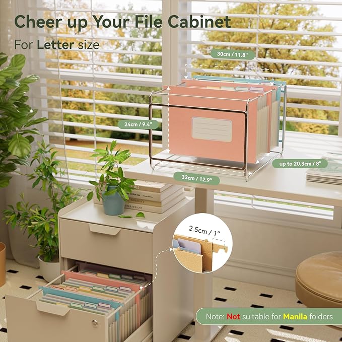 Wheat Straw Expanding Hanging File Folders, File Organizer, 1.2" Accordion - Image 2
