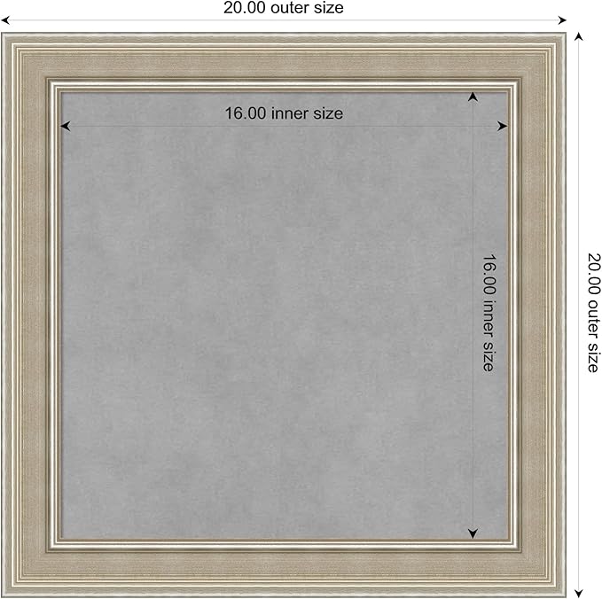 Amanti Art Silver Framed Magnetic Board 20x20 Small Vision Board - Image 3
