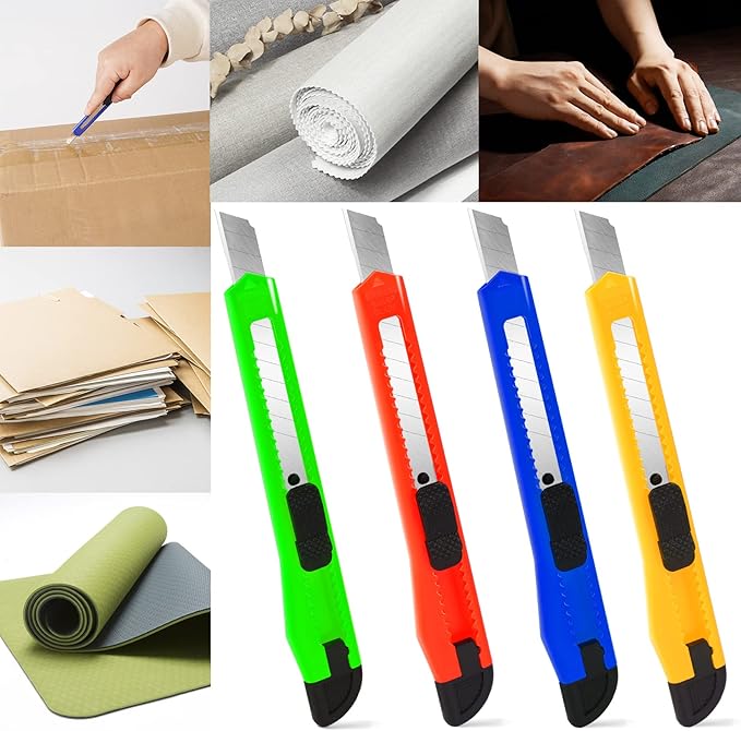 TIFICAL 8 Pack Box Cutter Utility Knife, 9mm Snap-off Box Cutter Retractable - Image 5