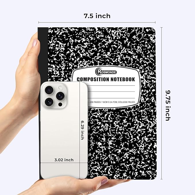 Rosmonde 12 Pack Composition Notebook College Ruled Bulk, 200 Pages, 9-3/4 x - Image 2