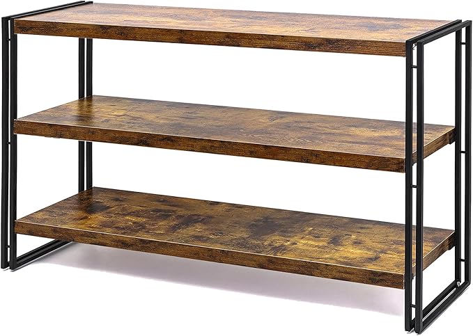 HCHQHS 3-Tier Rustic Wood and Metal Industrial Bookcase - 40in by HCHQHS