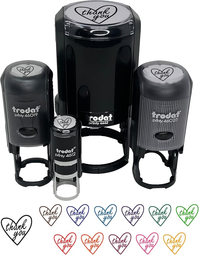 Thank You in Heart Self-Inking Rubber Stamp Ink Stamper by Sniggle+Sloth
