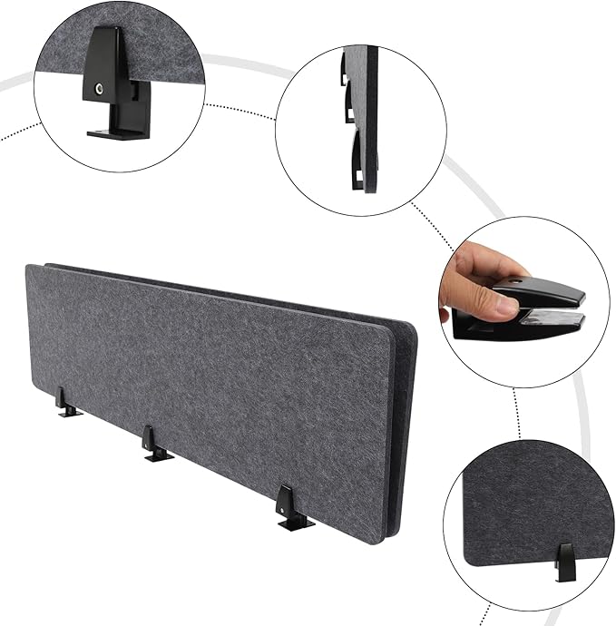 ReFocus Raw Clamp-On Acoustic Desk Divider Mounted Privacy Panel Set – Reduce - Image 5