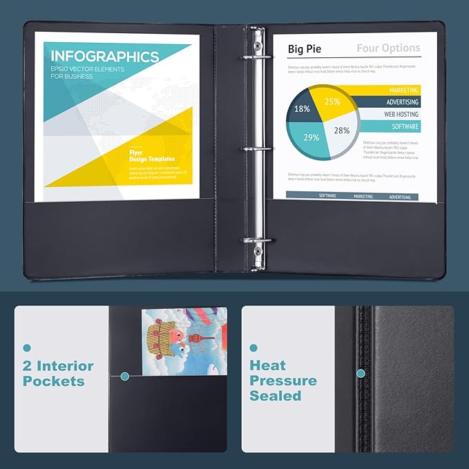 3 Ring Binder 2 Inch, ViVin Sturdy 2"-Slant D Ring Binder - Image 6