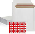 50 Pack 9.75x12.5 Inches Rigid Mailers – Self Adhesive White Cardboard Mailers by FLEXTRIBE