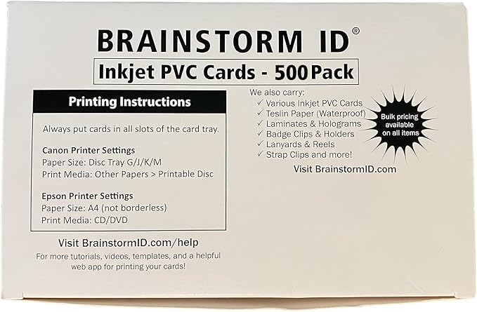 Inkjet PVC Cards by BrainstormIDSupply