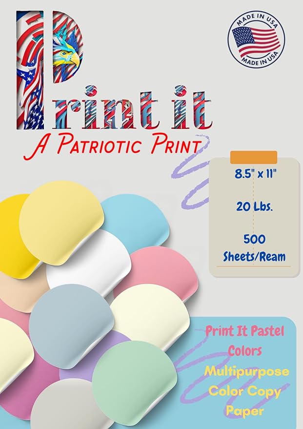 PrintIt Colors Multipurpose Paper, 20 lbs., 8.5" x 11", 500 Sheets/Ream – - Image 8