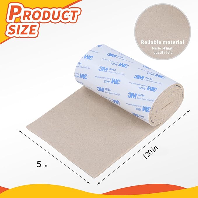 VOCOMO Felt Furniture Pads, Heavy Duty Felts Strip Roll - Image 2