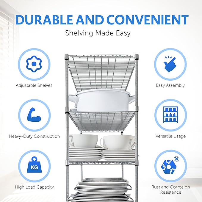 CRESCENT 48" W Storage Shelves 4000LBS Metal Shelving 5 Tier Wire Shelving Unit - Image 4
