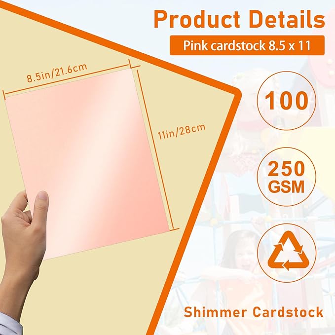 100 Sheets Pink Shimmer Cardstock 8.5 x 11 Scrapbooking Paper, 92lb Heavyweight - Image 2