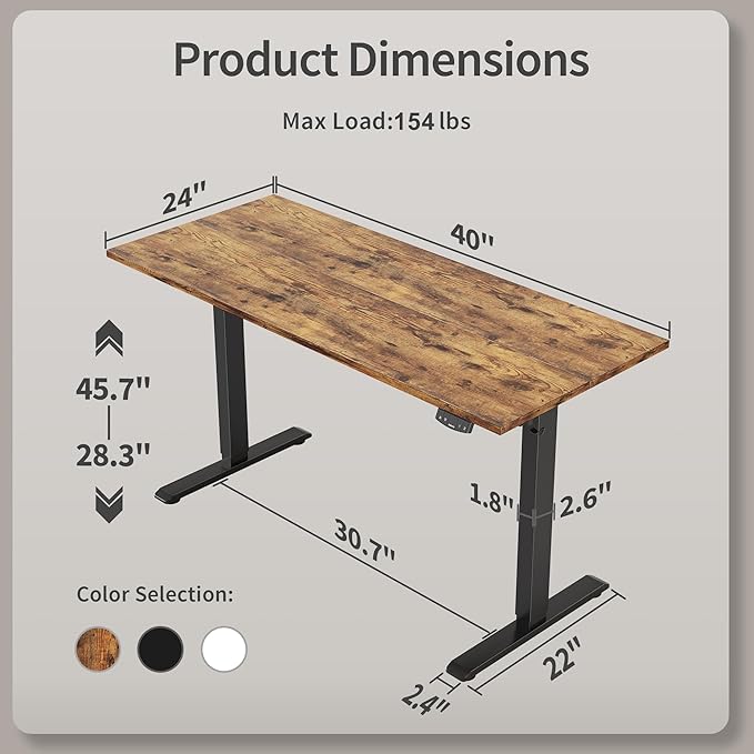 Agilestic Electric Standing Desk 40 x 24 Inches, Height Adjustable Desk - Image 3