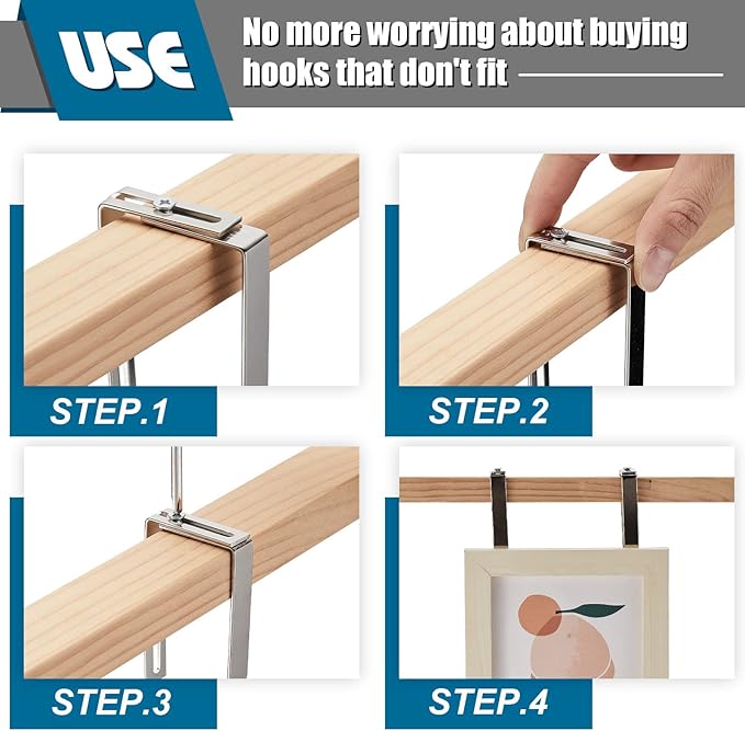 Amylove 4 Pcs Adjustable Cubicle Hanger Universal Partition Metal Cubicle Hooks - Image 3