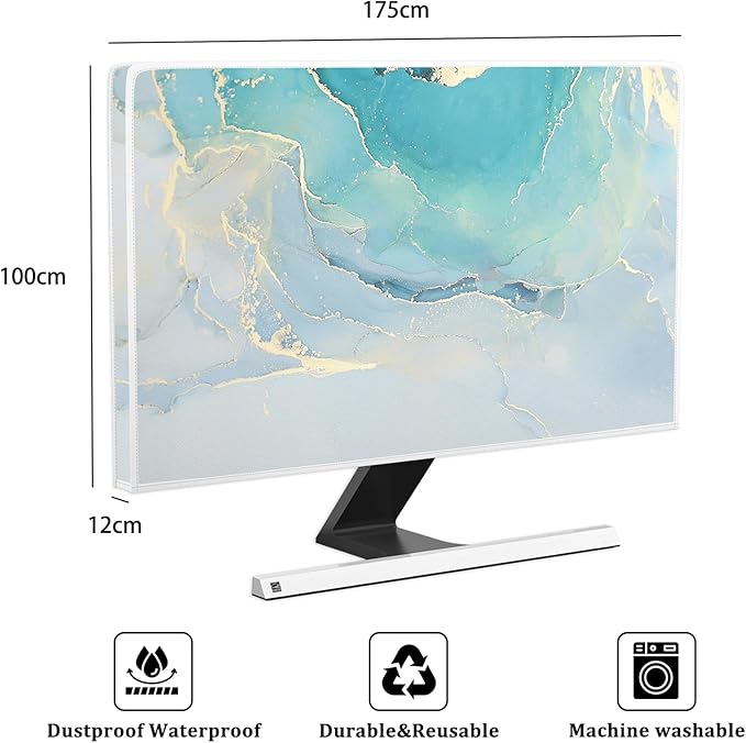 Baocicco Blue Green Marble TV Display Screen Cover 75 Inch Creative Anti-Static - Image 2