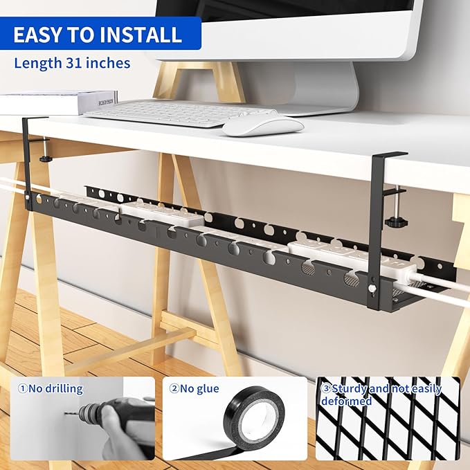 SRJZMLY 31Inch Extendable Under Desk Cable Management Tray Multi-Model Metal - Image 6
