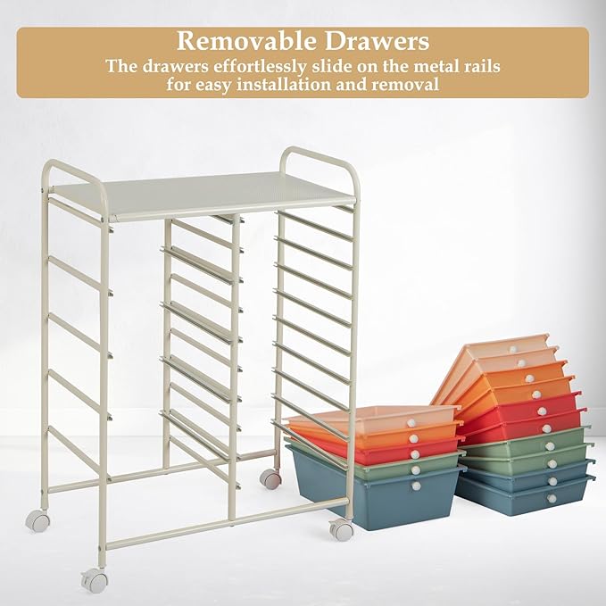 HAPPYGRILL 15-Drawer Rolling Cart, Storage Carts - Image 6
