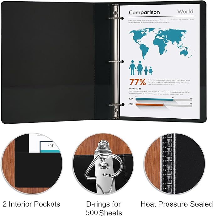 Comix Sturdy 2 Inch D-Ring Binders, 2.4mm-Thick, Holds 500 Sheets of 8.5" x 11" - Image 3