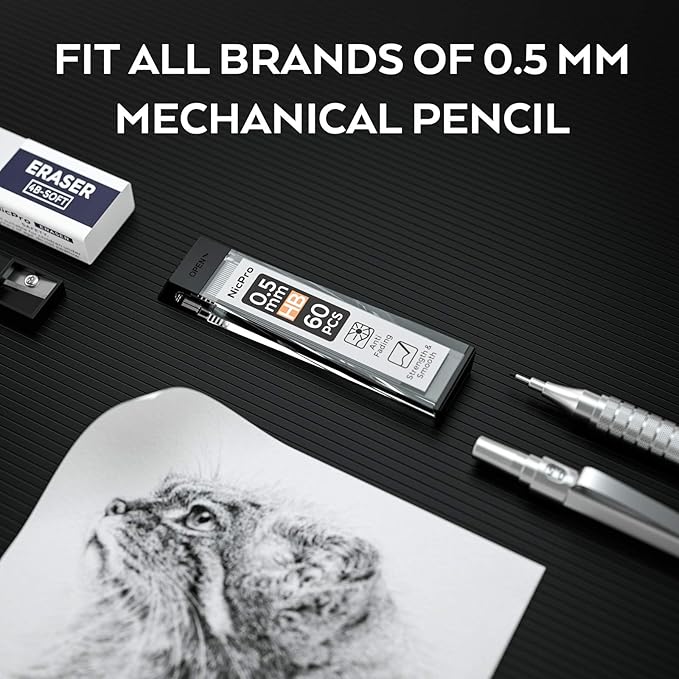 Nicpro 1200 PCS Lead Refills 0.5mm HB #2 Break Resistant Mechanical Pencil - Image 3