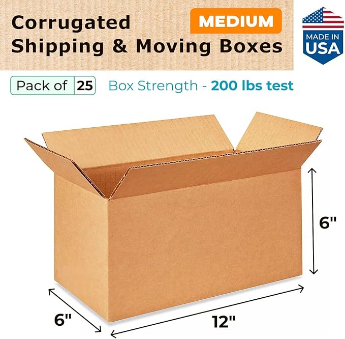 IDL Packaging - B-1266-25 Small Corrugated Shipping Boxes 12"L x 6”W x 6"H - - Image 2