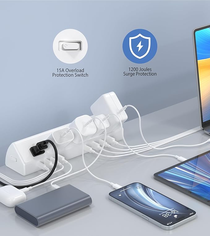 45W Fast Charging Station, Desk Clamp Power Strip, 4 PD USB-C Ports, 5 AC - Image 3