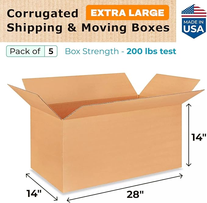 Extra Large Shipping & Moving Boxes 28 x 14 x 14 inches - Image 2