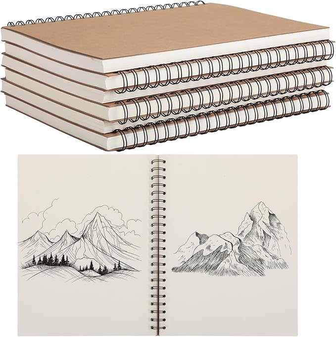 PerKoop 12 Pcs 8.5"x11" Spiral Sketch Pad A4 Large 100 Sheet Blank Notebook by PerKoop