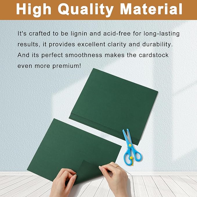 Silunkia 120 Sheets Dark Green Shimmer Cardstock 8.5 x 11 Metallic Paper - Image 4
