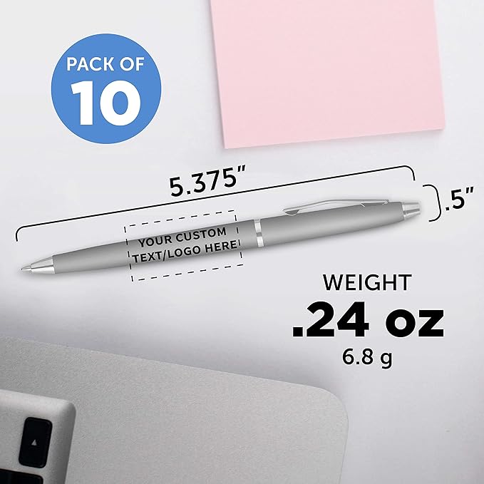 DISCOUNT PROMOS Custom Langham Ballpoint Pens Set of 10, Personalized Bulk Pack - Image 5