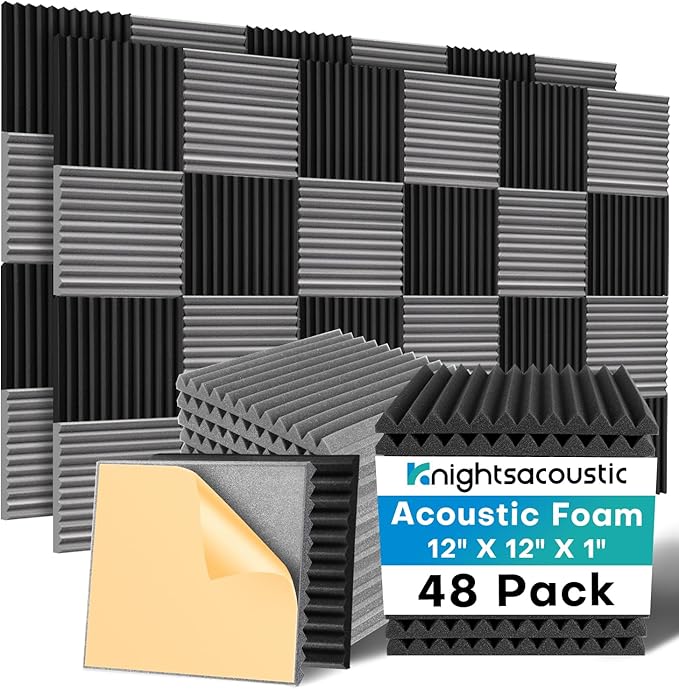 Knightsacoustic 48 Pack Sound Proof Foam Panels by Knightsacoustic