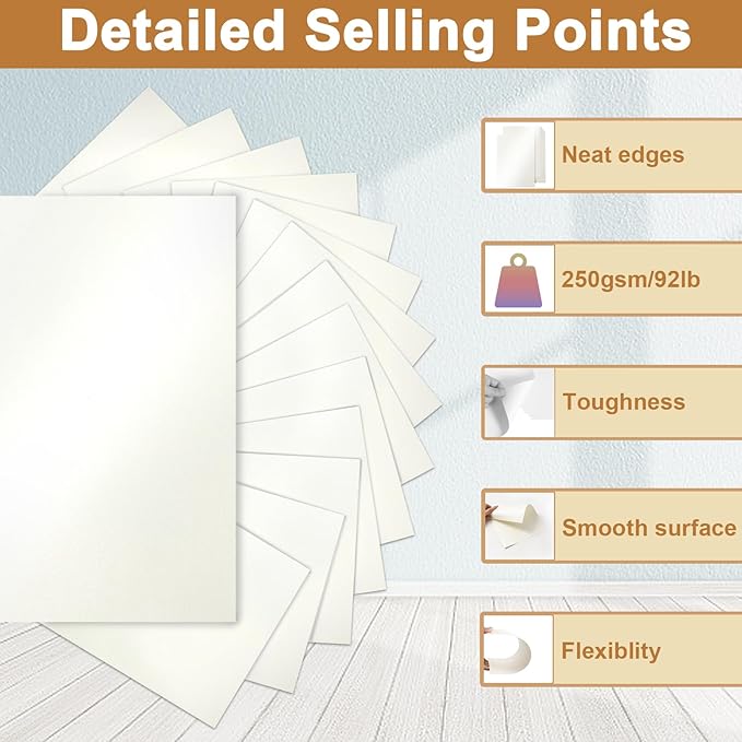 Silunkia 120 Sheets Cream Shimmer Cardstock 8.5 x 11 Off White Paper, - Image 3