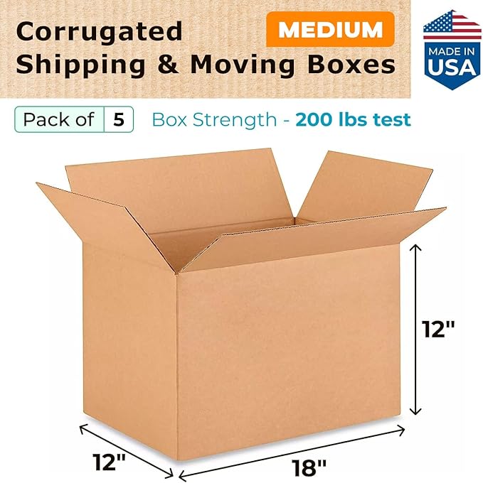 Medium Shipping & Moving Boxes 18 x 12 x 12 inches - Image 2