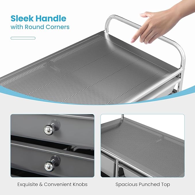 LDAILY 15 Drawer Rolling Storage Cart, Rolling Cart - Image 5