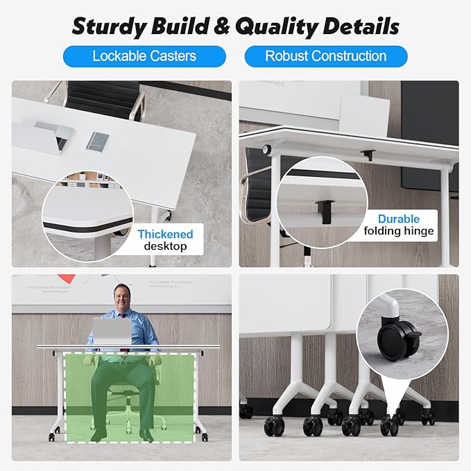 Goakwwuz Conference Room Tables Folding Conference Table Modular White Training - Image 9