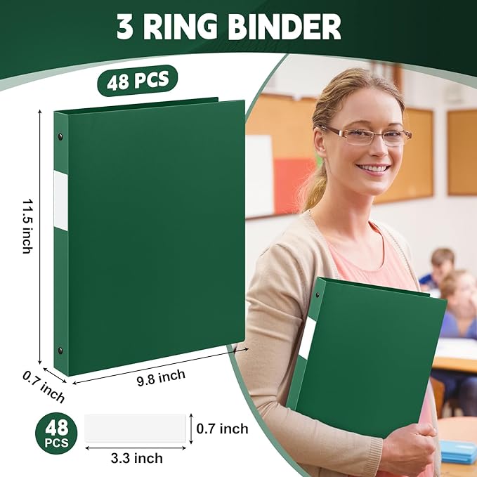 Henoyso 48 Pcs 3 Ring Binder 0.5 Inch Round Fits Letter Size 8.5'' x 11'' Paper - Image 2