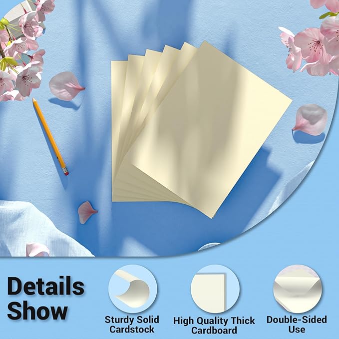 Cardstock 8.5 x 11, Thick Printer Paper 75 lb/200 gsm, 40 Sheets Cream Card - Image 3
