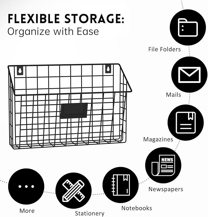 X-cosrack Detachable Hanging Wall Files Rack&3-Tier Metal Folder Wall File - Image 6