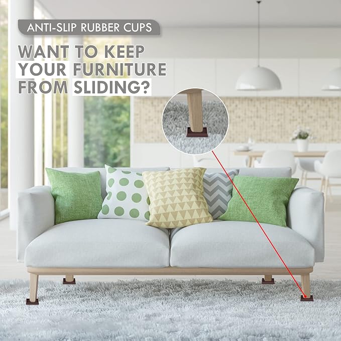 VOCOMO 5X5 Rubber Caster Cups, Non Slip Furniture Pads, Anti-Slip Gripper - Image 3