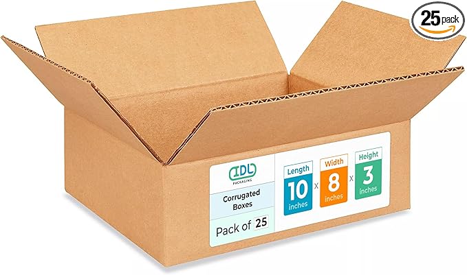 Medium Moving & Shipping Boxes 10"L x 8"W x 3"H by IDLPackaging