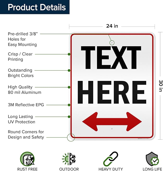 Custom Arrow, Custom Directional Sign, Two Way Arrow, 24x30 Inches, 3M EGP - Image 6