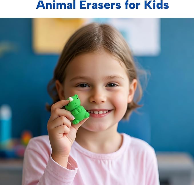 Gomimeor 35 Pcs Animal Erasers for Kids, Pencil Erasers Bulk, Cute Animal - Image 2