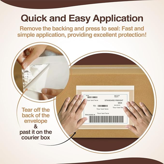 9.5x12 Shipping Label Sleeves 300 Pack Strong Adhesive Back - Image 5