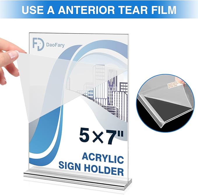 Daofary Acrylic Sign Holder 5 x 7 Inches 6 Pack, Double-Sided Stand up Table - Image 7