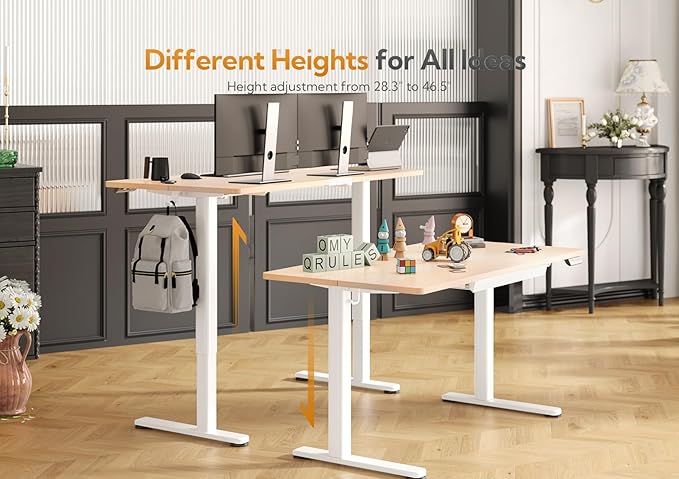 Claiks Standing Desk with Drawers, 55x24 Inch Electric Stand Up Adjustable - Image 2