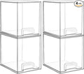 Vtopmart 7.6" H Clear Stackable Storage Drawers, 4 Pack Plastic Organizers Bins by Vtopmart