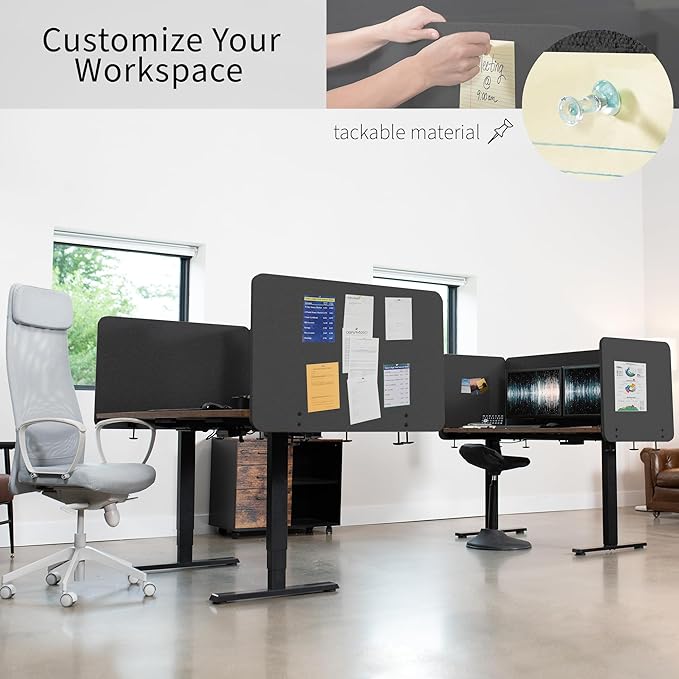 VIVO Clamp-on/Screw-on 60 x 24 inch Privacy Panel, Sound Absorbing Cubicle Desk - Image 6