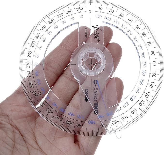 360° Protractor Pack of 2 Protactors Plastic Protractor Math Protractors Clear - Image 4