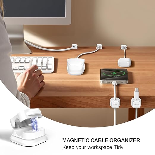 Picozon 6 Pack Magnetic Cable Clip Organizer Cord Holder, Picozon Adhesive - Image 2