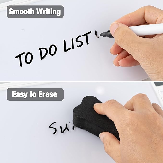 Glass Desktop Whiteboard with Calculator & Storage, Desk Dry Erase Note Memo - Image 6