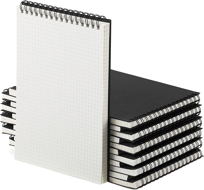 Engrowtic 8 Pack Graph Paper Spiral Notepad A5 Top Wirebound Notepad Grid by Engrowtic