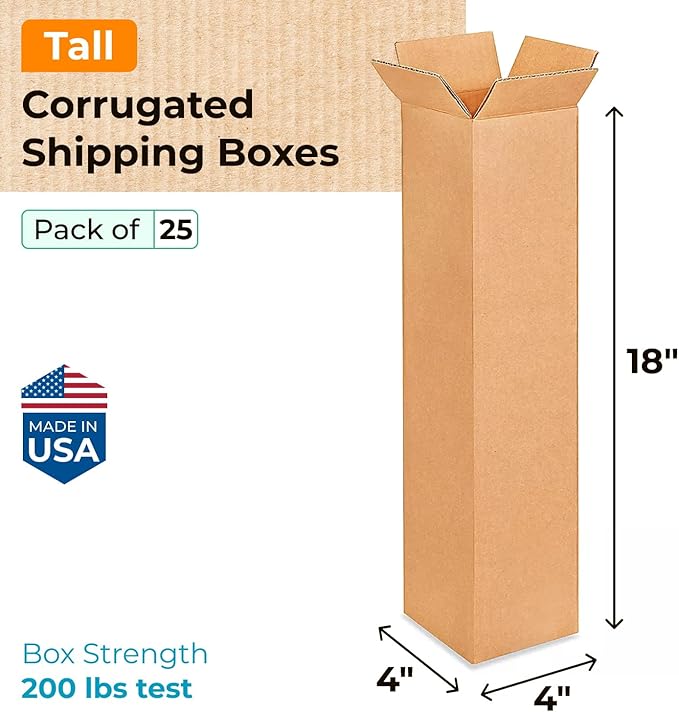 Tall Moving & Shipping Boxes 4"L x 4"W x 18"H - Image 2